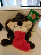 Vintage 1998 Warner Bros. Studio Store Taz With Stocking Bean Bag Doll