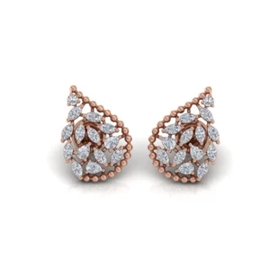2.10 Ct Lab Grown CVD Marquise Pear Round Diamond Stud Earrings 18k Rose Gold - Picture 1 of 6