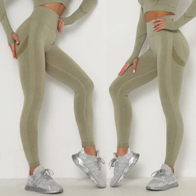 Women High Waist Yoga Pants Anti-Cellulite Leggings Workout Push-Up Compression - Image 1 of 4