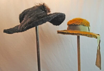 SOMBREROS ANTIGUOS DE FIELTRO POLAR DE FELPA EDUARDIANA DE 1890-1910, LOTE DE 2 MUSEOS Foto 1 de 4