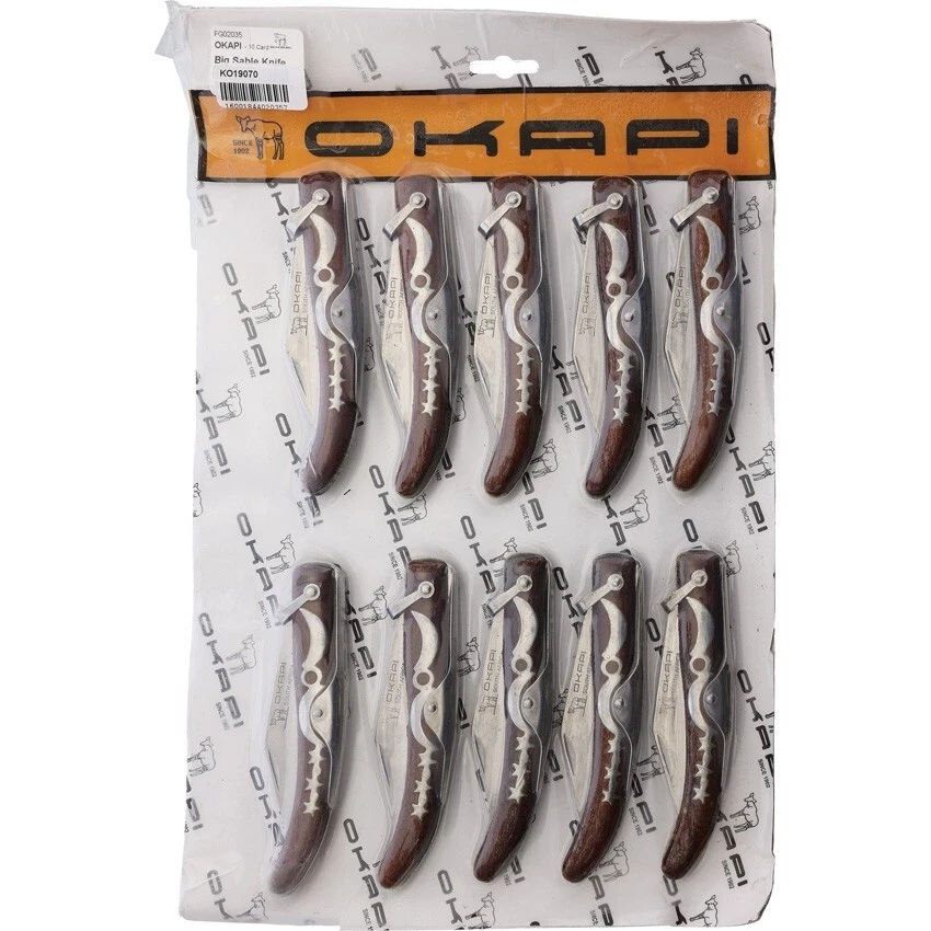 Okapi Big Sable Pocket Knife 10 PCs SET 3.75 Carbon Steel Blade Brown Resin Wood - Image 1 of 3