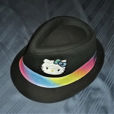 [Новый] 2012 девочки молодежный размер Hello Kitty шляпа-федора с радужной лентой   - Изображение 1 из 4