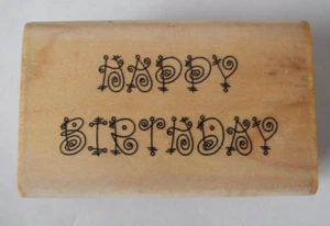 INCA STAMP CRAZY BIRTHDAY 7030-B WOOD BACKED RUBBER STAMP CRAFT **CLEARANCE - Picture 1 of 4