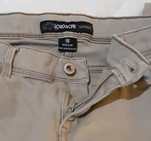 Girls JORDACHE Jeans Kids Sz 16 STRETCHY ADJUSTABLE Waist Khaki Tan Brown EUC - Picture 1 of 12
