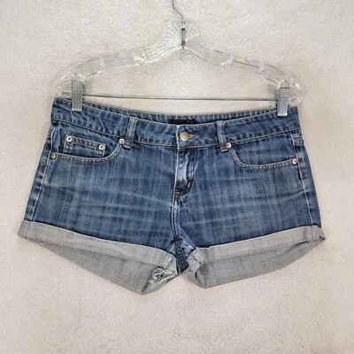 Pantalones Cortos Forever 21 Mujer Talla 28 Azul Denim Elastizados Tiro Bajo Puños Cheeky Chino Foto 1 de 4