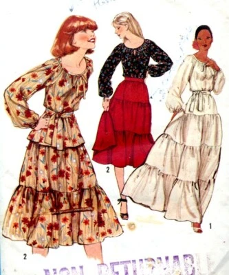 Cut Sewing Pattern Ladies Pullover Top, Side Closing Tiered Skirt Size 12 - 1978 - image 1 of 2