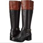 Bandolino Womans Baya Black Two-Toned Ankle Buckle Strap Heeled Riding Boot 7.5M