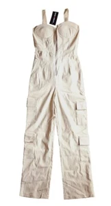 Tuta donna beige con zip, abbigliamento moda donna designer  - Foto 1 di 11