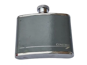 Vintage Concorde British Airways 118ml Leather Hip Flask 1960s Made in England - Picture 1 of 4
