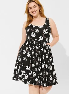 Vestido Torrid Disney NBC Pesadilla Antes de Navidad Jack Sin Mangas Nuevo con Etiquetas Nuevo 1X - Imagen 1 de 11