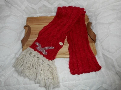 HOLLISTER ROJO LENTEJUELAS CABLE TEJIDO MUJER INVIERNO BUFANDA 8" X 80" ETIQUETAS NUEVAS Foto 1 de 3
