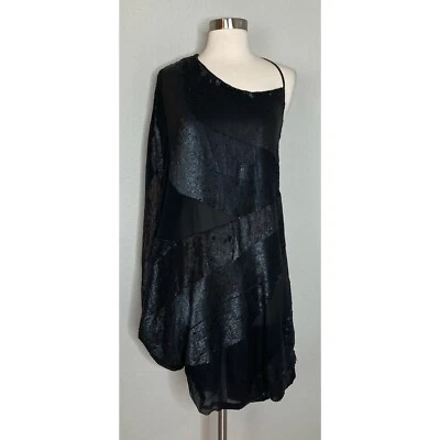 Женское вечернее платье FORM the Brand черное с блестками асимметричное шелковое 4 дефекта - Изображение 1 из 4