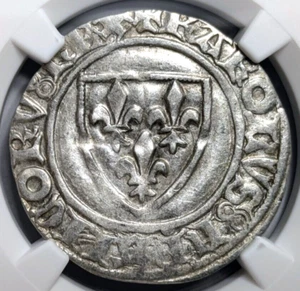 Charles VI France Silver Blanc Guenar 1380-1422 NGC AU50 Saint Joan of Arc Era - Picture 1 of 14