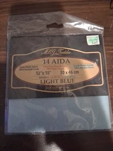 MCG Textilien gezählt Kreuzstich Stoff 14 Stück Baumwolle 12 x 18 HELLBLAU - Bild 1 von 6