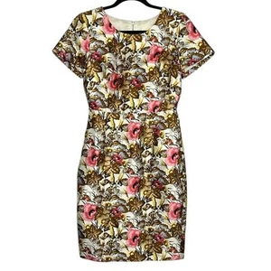 J. Vestido recto floral antiguo de lana de seda talla 4 Crew Collection - Imagen 1 de 7