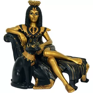 Ägyptische Pharaonin Kleopatra mit Göttin Bastet schwarz-gold - Photo 1/1