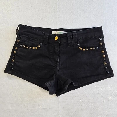 Womens Studded Bikercore Shorty Shorts Womens Sz 5 Black Grunge Edgy Punk Sexy - Image 1 of 4