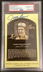 Jim Rice Signed Gold Plaque HOF Postcard Yellow Red Sox PSA/DNA Auto Gem Mt 10 - Picture 1 of 2