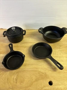 Lodge & American Metalcraft Cast Iron Lot Mini Skillet Frying Pan & Dutch Oven - Picture 1 of 11