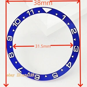 38mm ceramic flat ring black white blue gold bezel insert watch case - Picture 1 of 30