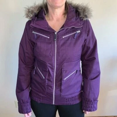 Chaqueta de snowboard DryRide con capucha de piel púrpura Burton mediana Foto 1 de 4