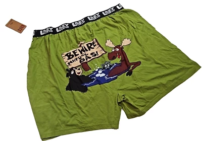 Pantalón Corto Boxer Lazy One Hombre XXXL Verde Cuidado Gas Natural Oso Alce Mapache Nuevo con Etiquetas Foto 1 de 4