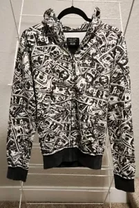 VTG Y2K Fallen Skate Money AOP Grunge Punk Thrash Zip Hoodie Sweatshirt Small - Picture 1 of 17