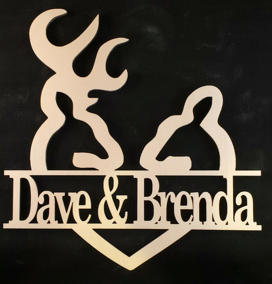 Letrero de apellido Buck and Doe personalizado con monograma. Artesanía de madera hecha a medida Foto 1 de 1