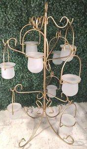 Elegant Candelabra Candle Holders Stands Painted Metal Glass Hanging 9 Votives - Picture 1 of 14