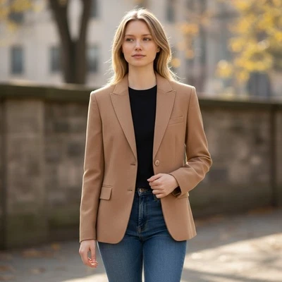 Blazer Brooks Brothers LORO PIANA Cabello Camel Mujer 12 Tostado Traje de Carrera Chaqueta Foto 1 de 4