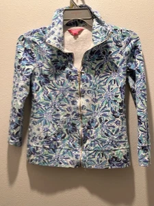 LILLY PULITZER Leona Zip Up Iris Blue High Maintenance XS EEUC - Picture 1 of 5