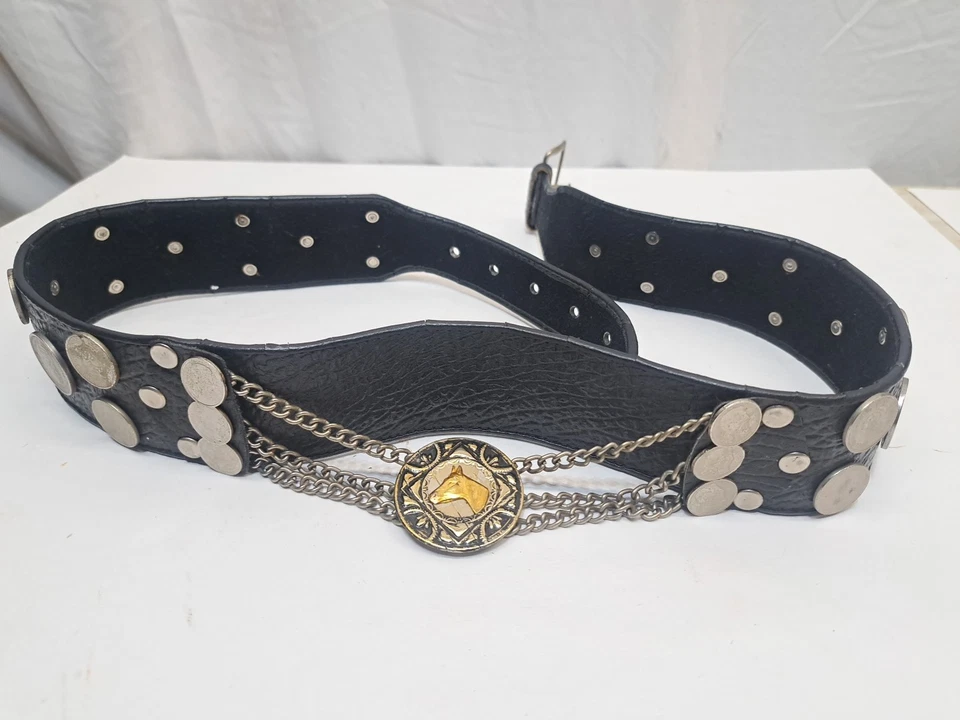 CINTURÓN MONEDA CABALLO CUERO RIÑÓN MOTO VAQUERO GAUCHO ARGENTINO DE COLECCIÓN 34-38 pulgadas Foto 1 de 4