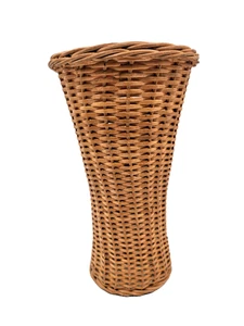 Vintage Korbgeflecht gewickelt Knospen Vase Glaseinsatz Boho 7" - Bild 1 von 8