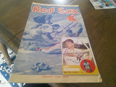 BOSTON REDSOX 1961 PROGRAM VS THE YANKEES /AUTOGRAPHED BOBBY RICHARDSON/CARD - Image 1 of 4