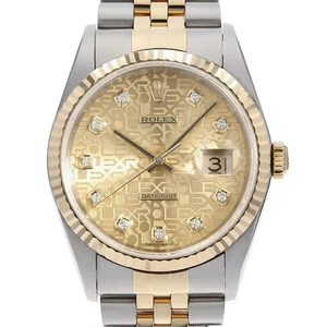 ROLEX Datejust 10P Diamond 16233G Champagne Carving computer Y Number second... - Picture 1 of 12