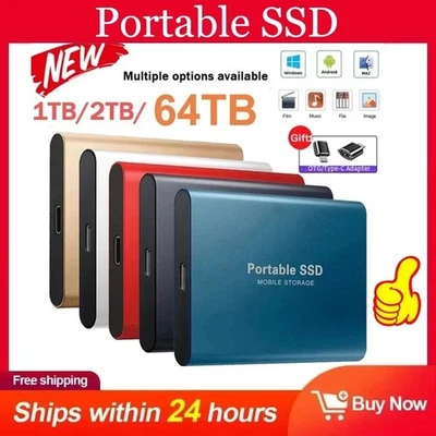 2TB External Hard Drive Disk Memory Storage USB 3.0 HDD for PC Laptop Phone - Image 1 of 4