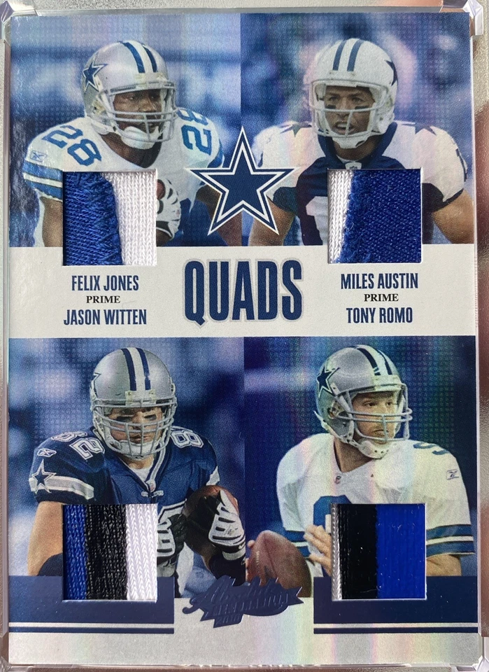 2010 Absolute Memorabilia Romo/Witten/Jones/Austin Quads Jersey Patch #’d 01/15 - Image 1 of 4