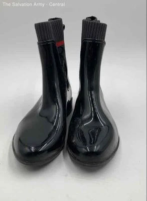 Botas de lluvia Coach para mujer negras de goma con punta redonda al tobillo talla US 5 Foto 1 de 4
