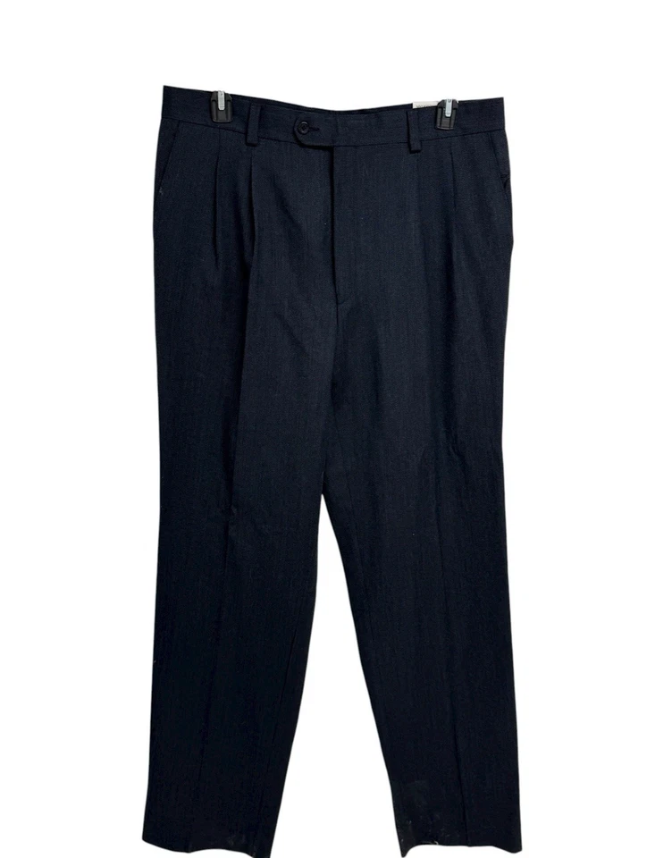 George Foreman Hombre Vestido Pantalón Plisado Frontal 100% Lana Talla 38W x 36L Foto 1 de 4