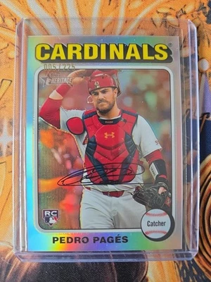 2024 Topps Heritage High Number Pedro Pages #704 Chrome Silver Border #5/225 RC - Image 1 of 2