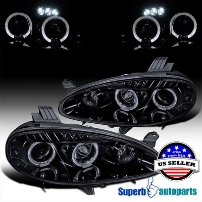 Fits 2001-05 Mazda Miata MX5 Halo Projector Headlight LED Bar Glossy Black Smoke - Image 1 of 4