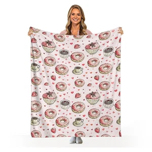 Donut Coffee Throw Blanket Donuts Gifts for Girl Women Flannel Fleece Ultra-S... - Bild 1 von 7