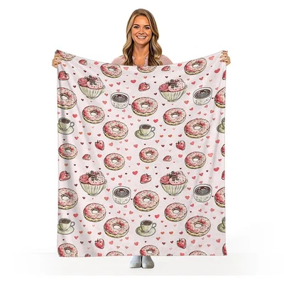 Manta Donut Café Throw Donuts Regalos para Niña Mujeres Franela Vellón Ultra-S... Foto 1 de 4