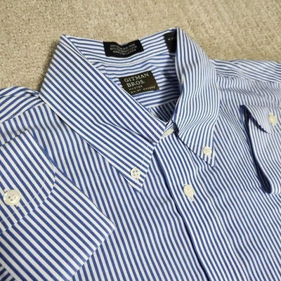 Gitman Bros Shirt Men 16 34 (XL) Striped Button Down Wrinkle Free Blue Buisness - Image 1 of 4