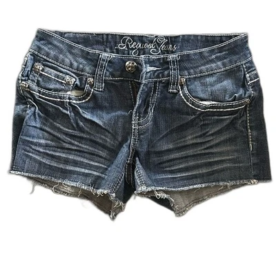 Pantalones Cortos de Jean Request Jeans Talla 5 Denim Oscuro Desgastado Oscuro Foto 1 de 4