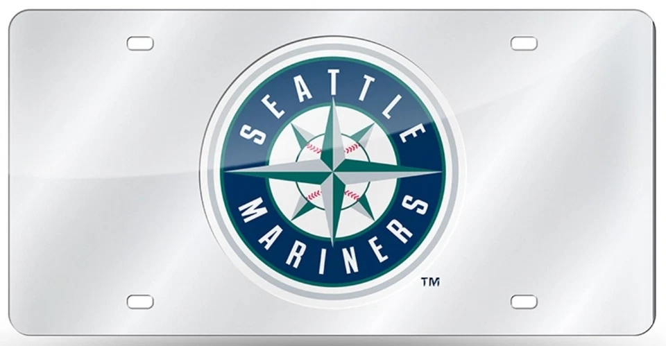 Seattle Mariners Premium Laser Cut Tag License Plate, Mirrored Acrylic... - Image 1 of 1
