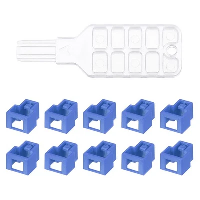 10pcs Port Blocker Locking RJ45 Port/Dust Blocker with Plastic Coded Keys,Blue Foto 1 de 4