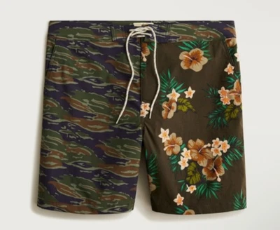 NWT J.CREW MEN 7" Breaker Stretch Camo-Floral Board Swim Trunks Shorts | Size 32 - Image 1 of 4