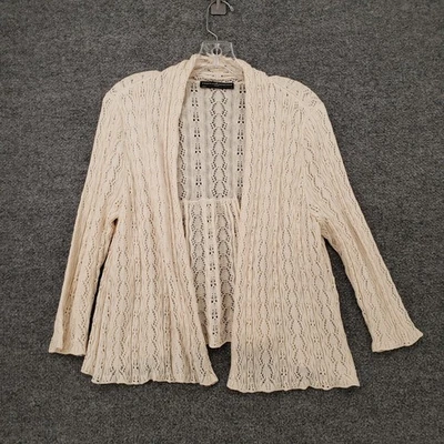 Cárdigan Peruvian Connection Mujer L Grande Beige Manga Larga Tejido Abierto Suéter Foto 1 de 4