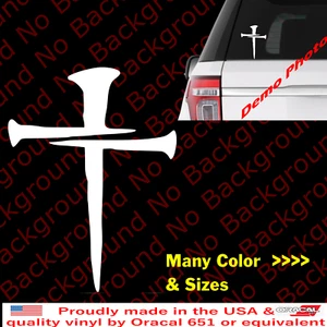 Cross Nails Christian Vinyl Die Cut Decal Sticker - Jesus Christ Religious JS019 - Picture 1 of 10